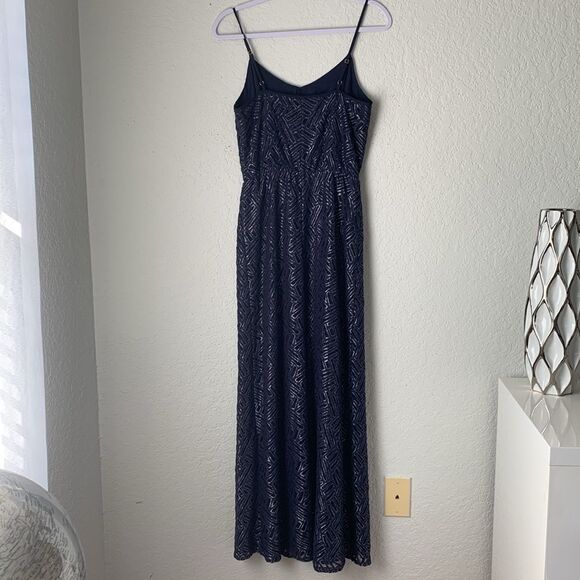 Lilly Pulitzer Deanna Navy /Silver Accents Patterned Maxi Dress Size M - Picture 3 of 8